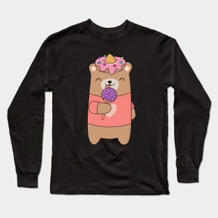Cute and Kawaii Brown Bear T-Shirt Long Sleeve T-Shirt